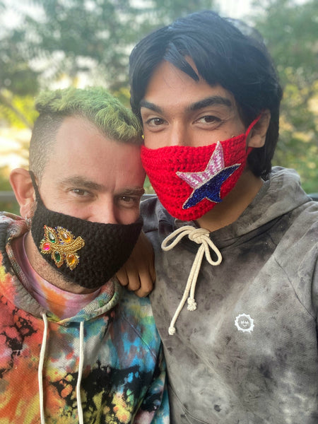 My brother Jake and Sam rocking the crocheted masks I made them!